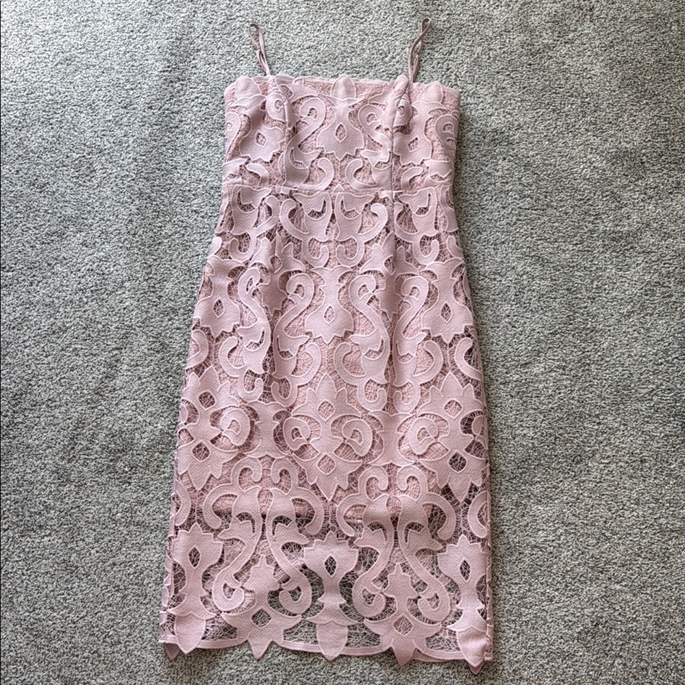 Bardot Pink Sheath Dress with Spaghetti Straps